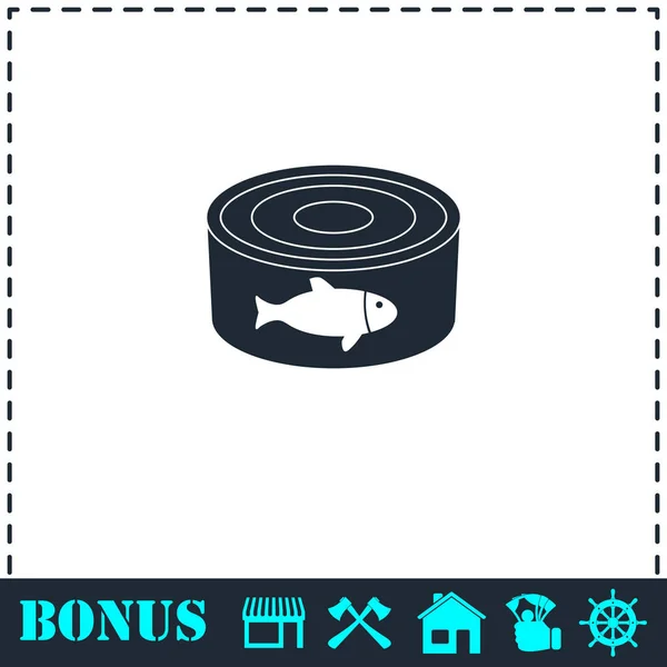 Канистра с этикеткой туна рыба плоская — стоковый вектор