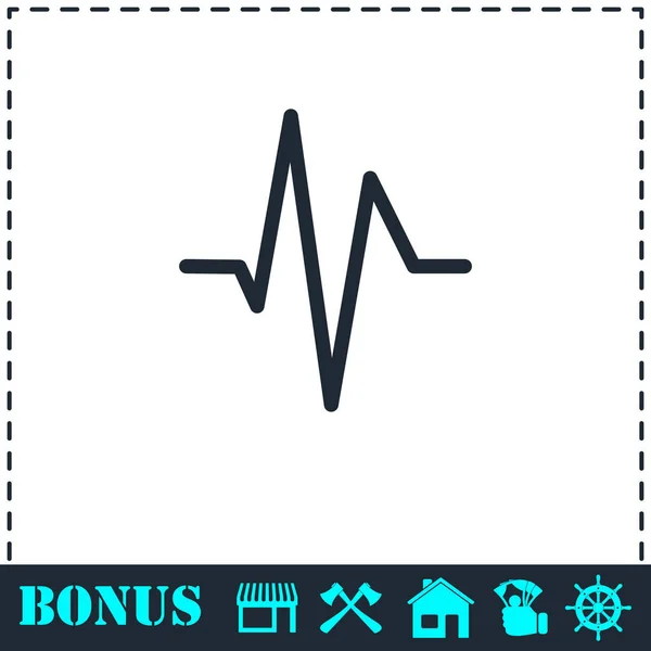 Rythme cardiaque icône cardiogramme plat — Image vectorielle