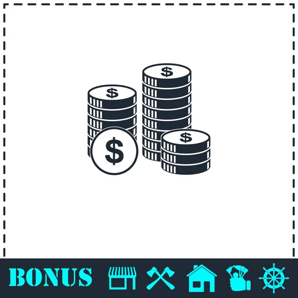 Dollar geld munt pictogram plat — Stockvector