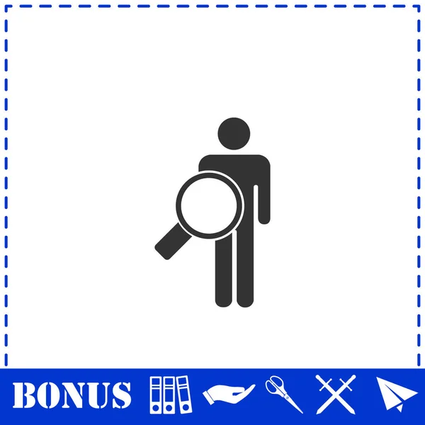 Zoek persoon pictogram plat — Stockvector