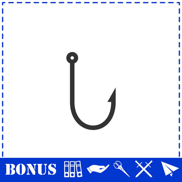 Fishing hook icon flat