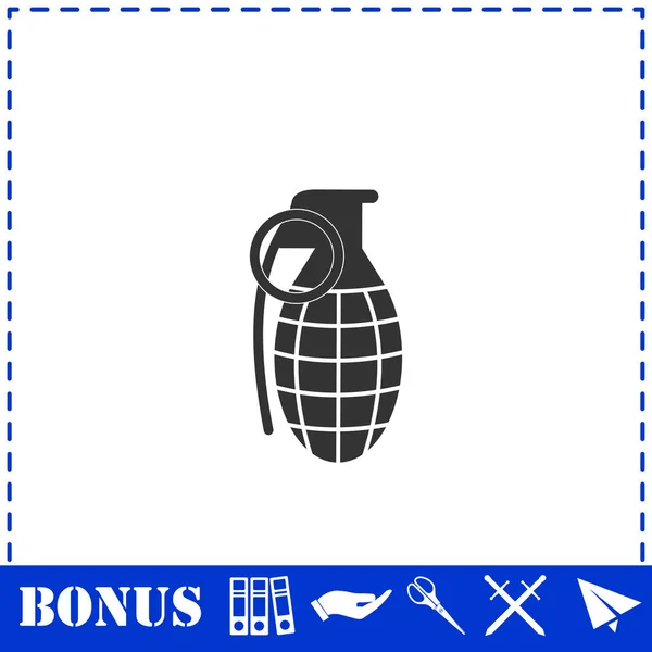 Ícone de granada de mão plana — Vetor de Stock