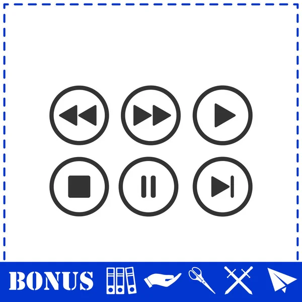 Video Reproductor de audio botones icono plano — Vector de stock