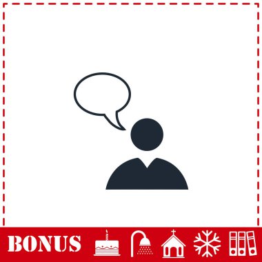 Diyalog simgesi düz. Basit vektör sembolü ve bonus simgesi