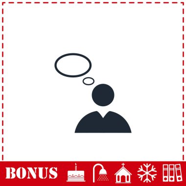 Düşünce simgesi düz. Basit vektör sembolü ve bonus simgesi