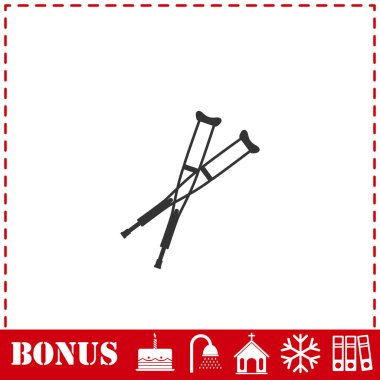 Koltuk değneği simgesi düz. Basit vektör sembolü ve bonus simgesi