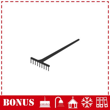 Tırmık simgesi düz. Basit vektör sembolü ve bonus simgesi