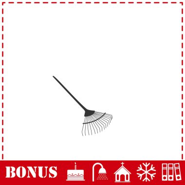 Bahçe tırmığı simgesi düz. Basit vektör sembolü ve bonus simgesi