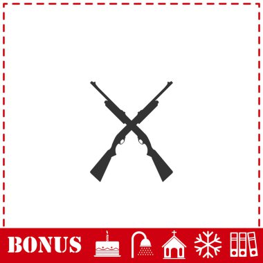 Çapraz tüfekler, av tüfekleri ikonu düz. Basit vektör sembolü ve bonus simgesi