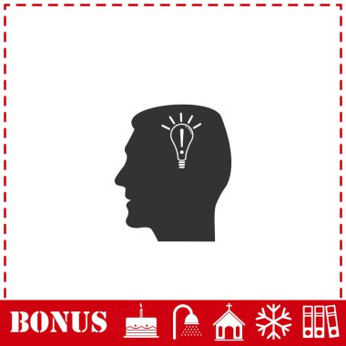 Baş fikir ikonu düz. Basit vektör sembolü ve bonus simgesi