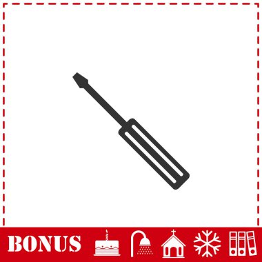 Tornavida simgesi düz. Basit vektör sembolü ve bonus simgesi