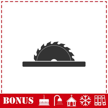 Dairesel testere bıçakları simgesi düz. Basit vektör sembolü ve bonus simgesi