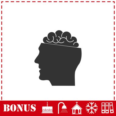 Açık zihin ikonu düzlüğü. Basit vektör sembolü ve bonus simgesi