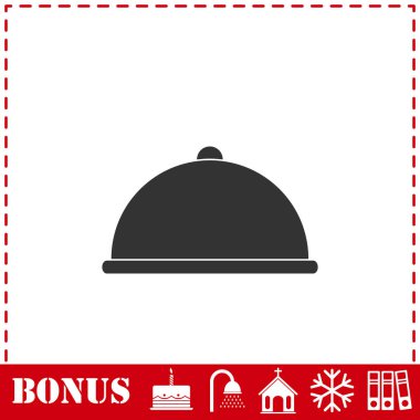 Kapalı gıda ikonu dairesi. Basit vektör sembolü ve bonus simgesi