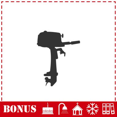 Dış tekne motor simgesi düz. Basit vektör sembolü ve bonus simgesi