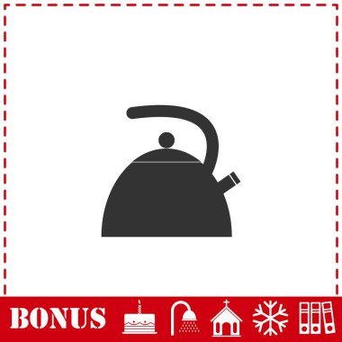 Çaydanlık ikonu düz. Basit vektör sembolü ve bonus simgesi