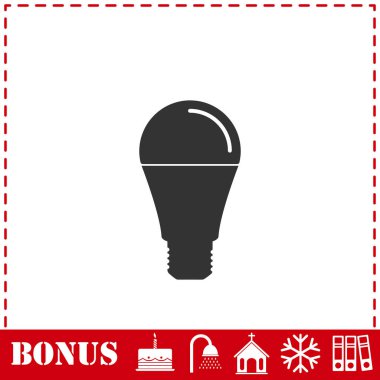 Ampul simgesi düz. Basit vektör sembolü ve bonus simgesi