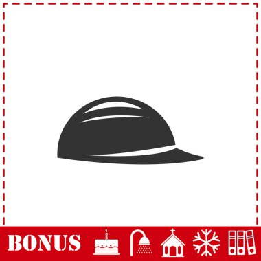 Kask simgesi düz. Basit vektör sembolü ve bonus simgesi