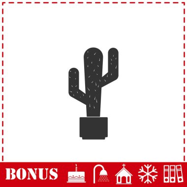 Cactus icon flat. Simple vector symbol and bonus icon clipart