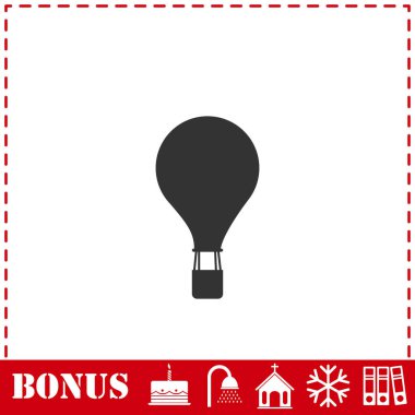 Sıcak hava balonu simgesi düz. Basit vektör sembolü ve bonus simgesi