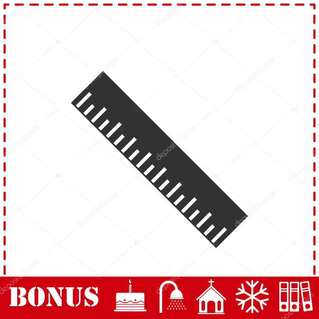 Ruler icon flat. Simple vector symbol and bonus icon