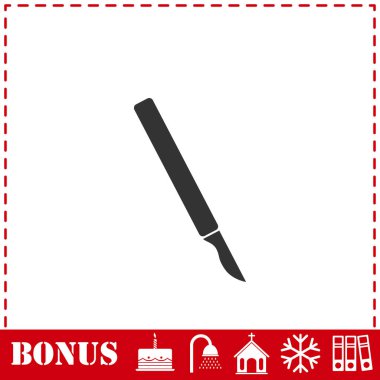 Neşter simgesi düz. Basit vektör sembolü ve bonus simgesi