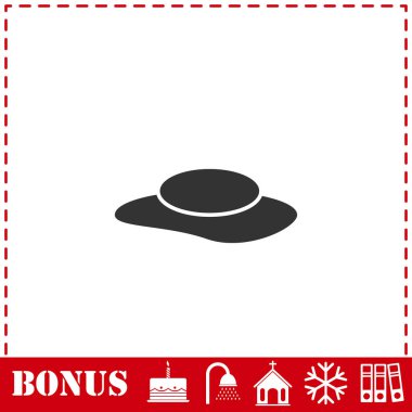 Kadın şapkası ikonu düz. Basit vektör sembolü ve bonus simgesi