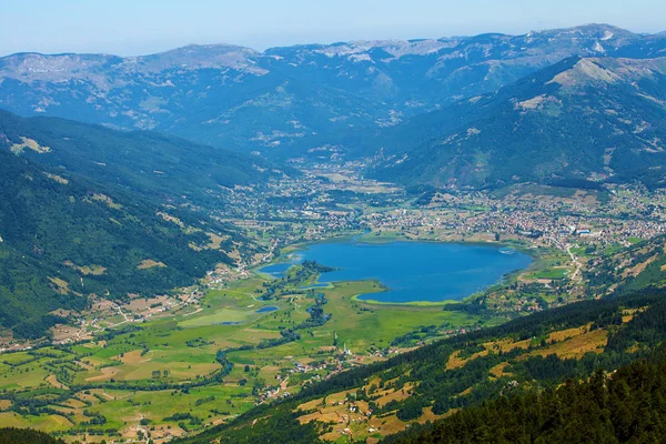 Birds Eye View Plav Small Town Mountains Montenegro — Stock Photo, Image