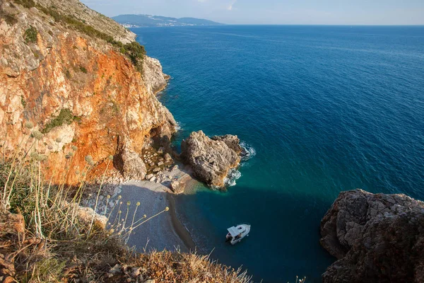 Praia Selvagem Incrível Perto Bar Cidade Montenegro — Fotografia de Stock