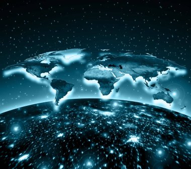 Fiziksel dünya harita illüstrasyon. Nasa tarafından döşenmiş bu görüntü unsurları