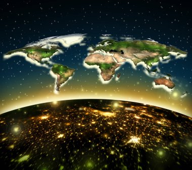 Fiziksel dünya harita illüstrasyon. Nasa tarafından döşenmiş bu görüntü unsurları