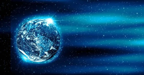 Земля из космоса. Лучший интернет-проект глобального бизнеса. Элементы этого изображения предоставлены НАСА. 3D иллюстрация — стоковое фото