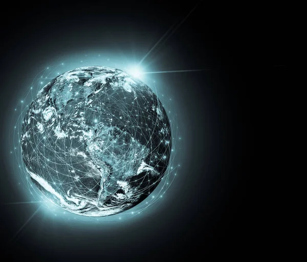 Tierra desde el espacio. Mejor Concepto de Internet de los negocios globales. Elementos de esta imagen proporcionados por la NASA. Ilustración 3D —  Fotos de Stock