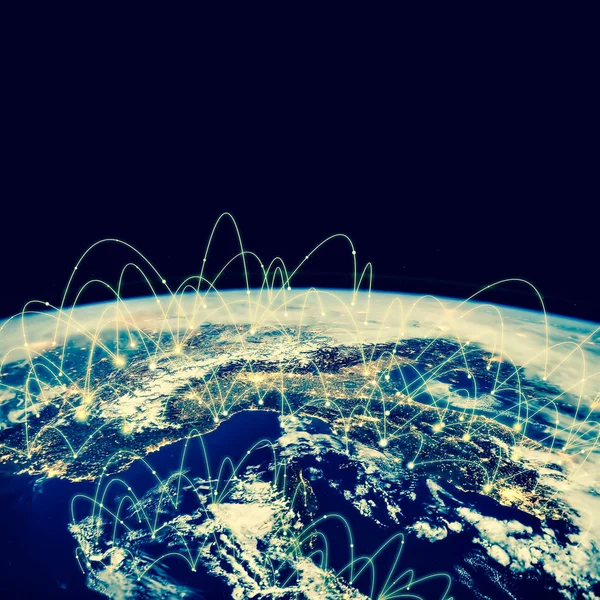 Terra dallo spazio. Miglior concetto Internet di business globale da serie concetti. Elementi di questa immagine forniti dalla NASA. Illustrazione 3D — Foto Stock