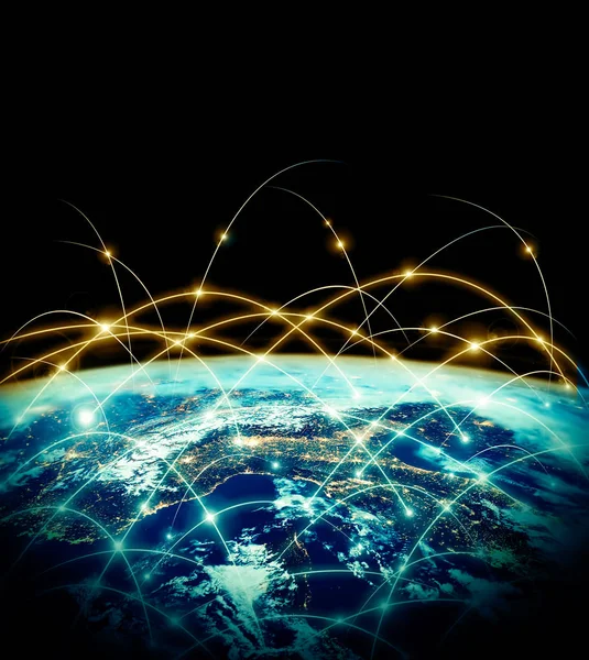 Γη από Διάστημα. Best Internet Concept of global business from concept series. Στοιχεία αυτής της εικόνας παρέχονται από τη NASA. 3D απεικόνιση — Φωτογραφία Αρχείου