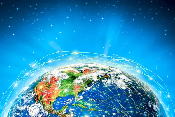 Föld Űrből Legjobb Internet Koncepció Globális Üzleti Koncepció Sorozat Kép — Stock Fotó