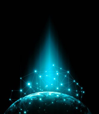 Dünyadan Uzaya. Kavram serisinden küresel iş dünyasının en iyi internet kavramı. Bu görüntünün elementleri NASA tarafından döşenmiştir. 3B illüstrasyon