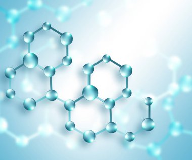 Molekül ve atomlar arka plan. Tıp, kimya, tam 3d arka plan