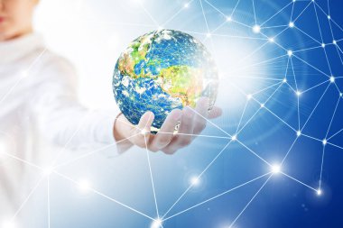 Internet, Web, iletişim ve ışınları elinde. En iyi Internet kavramı küresel iş kavramları serisi