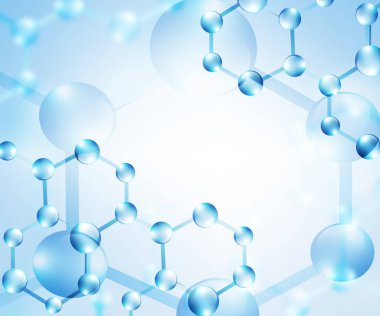 Molekül ve atomlar arka plan. Tıp, kimya, tam 3d arka plan