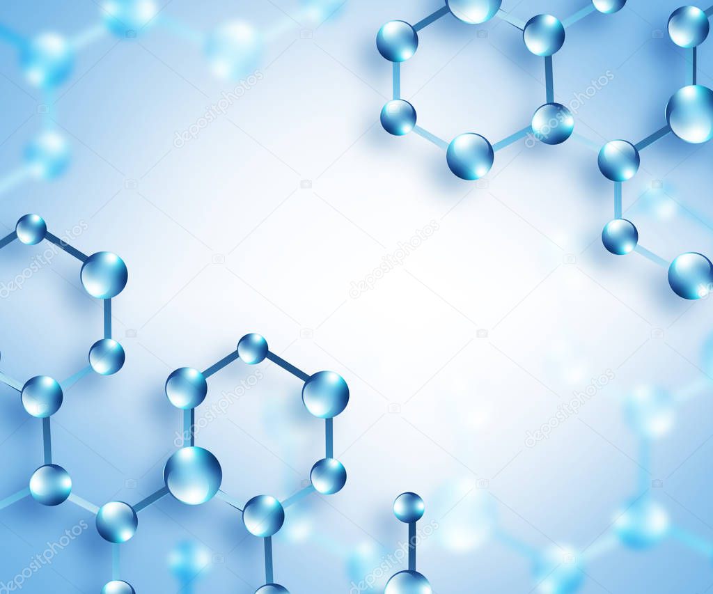 Molecule and atoms abstract background. Medical, chemical, full 3d background