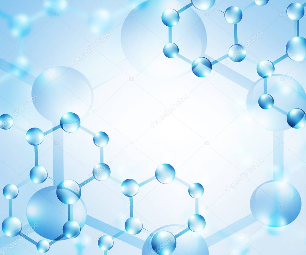 Molecule and atoms abstract background. Medical, chemical, full 3d background