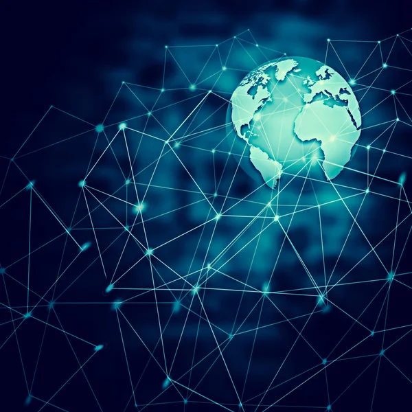 En iyi Internet kavramı küresel iş. Küre, parlak çizgiler o