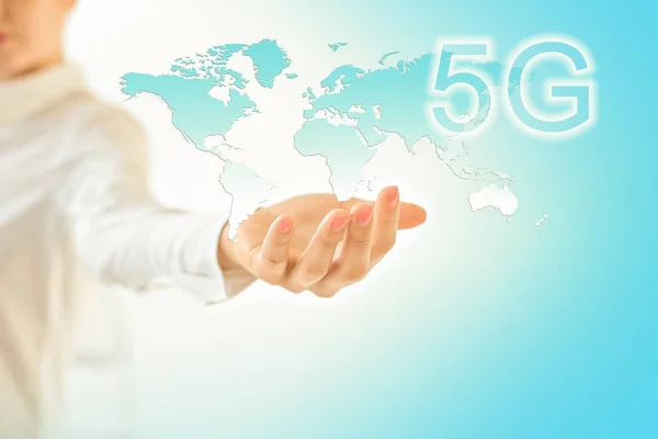 Map in hands. Best Internet Concept of global business from concepts series. 5G