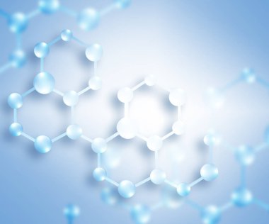 Molekül ve atomlar arka plan. Tıp, kimya, tam 3d arka plan