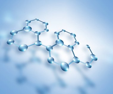 Molekül ve atomlar arka plan. Tıp, kimya, tam 3d arka plan