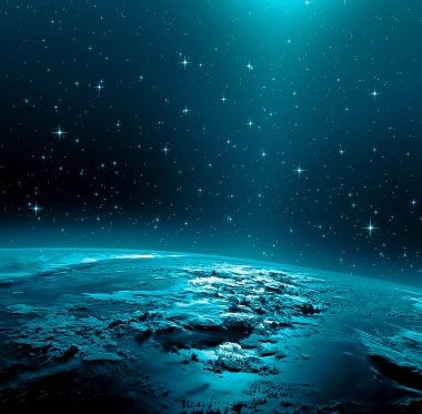 Dünyadan Uzaya. Kavram serisinden küresel iş dünyasının en iyi internet kavramı. Bu görüntünün elementleri NASA tarafından döşenmiştir. 3B illüstrasyon