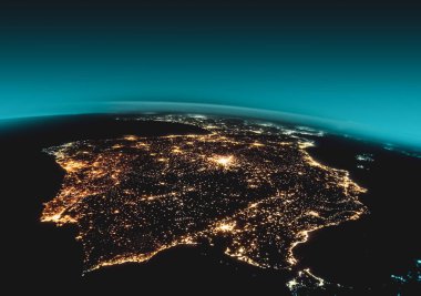 Dünyadan Uzaya. Kavram serisinden küresel iş dünyasının en iyi internet kavramı. Bu görüntünün elementleri NASA tarafından döşenmiştir. 3B illüstrasyon