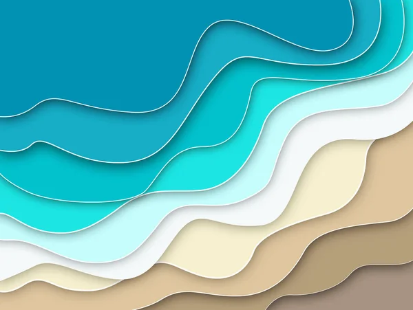 Wave abstract background. Waves of the sea, ocean. Paper 3d illustration