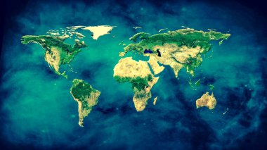 Fiziksel dünya harita illüstrasyon. Nasa tarafından döşenmiş bu görüntü unsurları